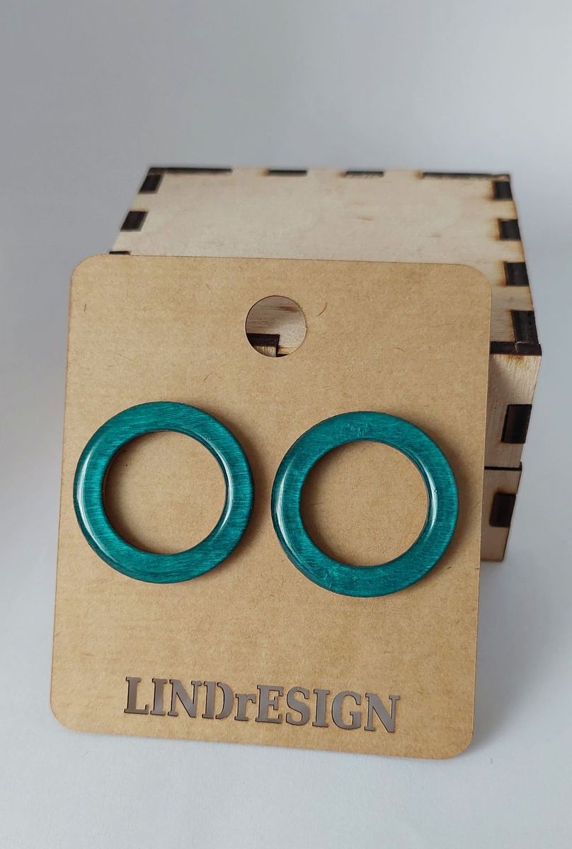 Open Circle Stud Earrings – Teal Green