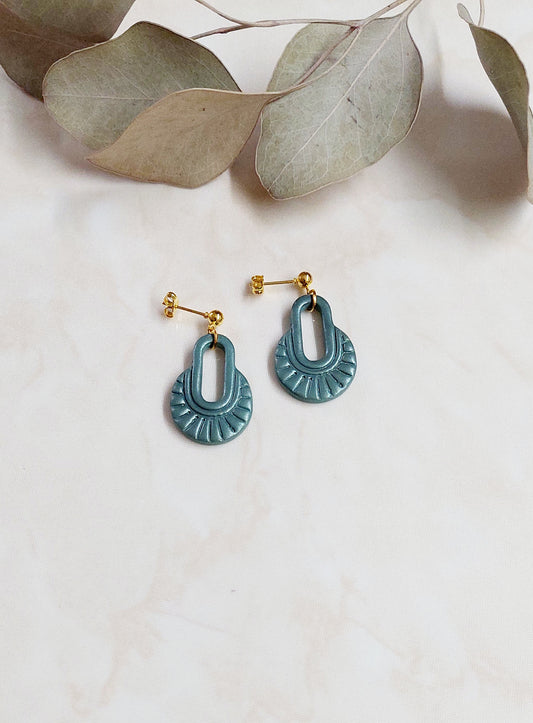 Handmade Dangle Polymer Clay Earrings- Mint-Colored