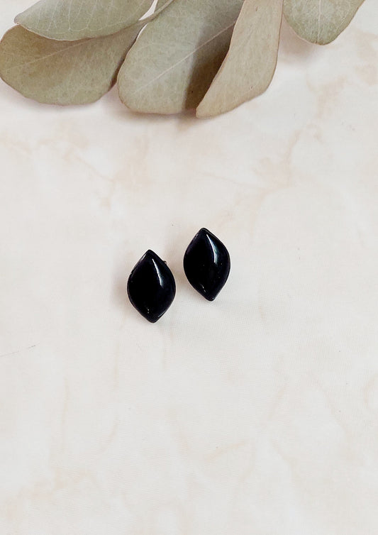 Handmade Polymer Clay Stud Earrings- Black