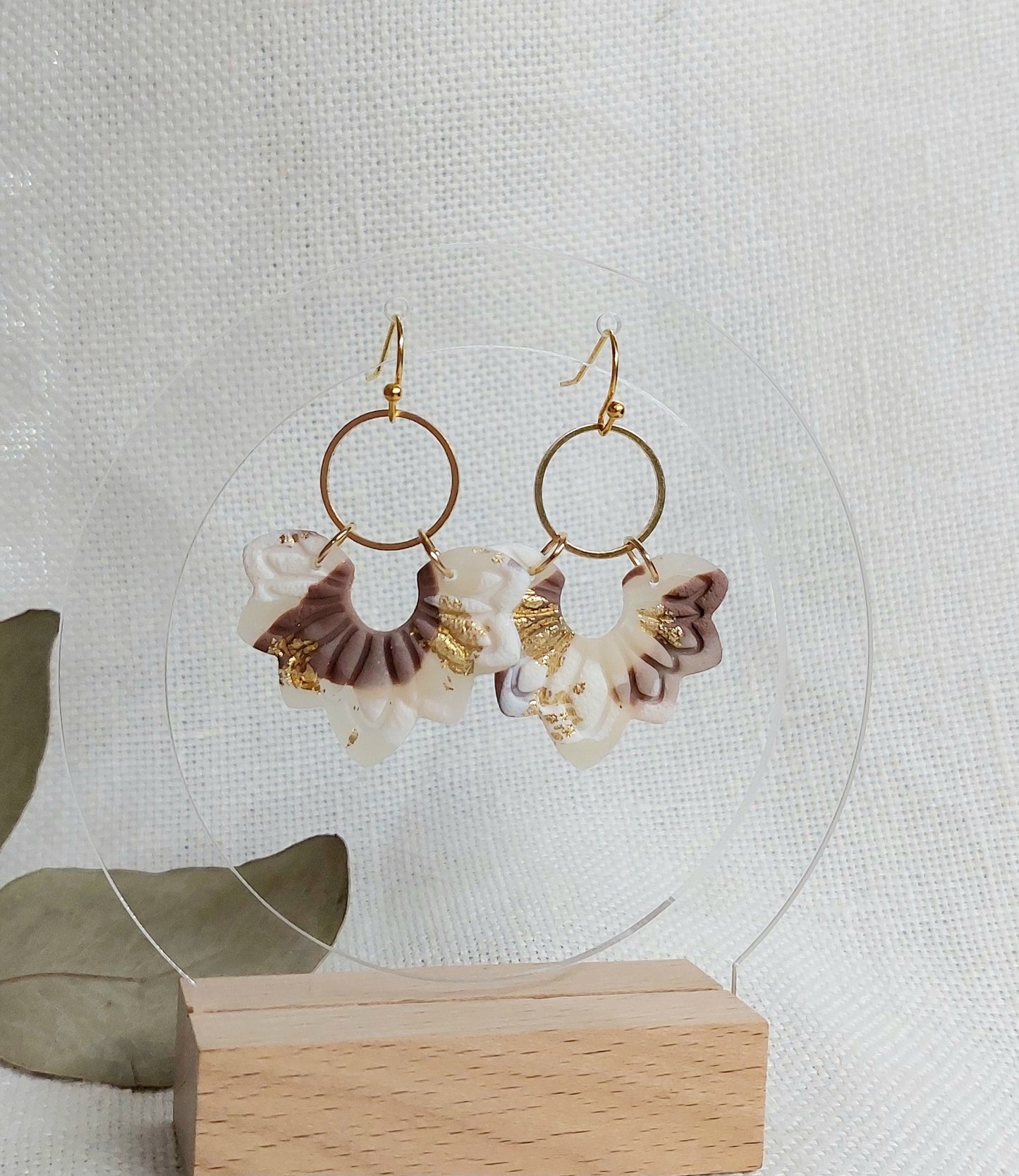 Handmade Polymer Clay Earrings -  Pastel With Gold Flake
