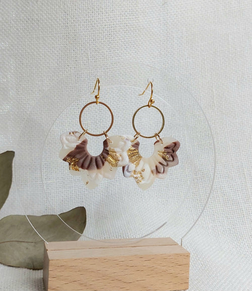 Handmade Polymer Clay Earrings -  Pastel With Gold Flake